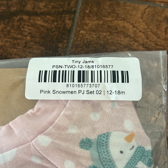 Tiny Jams Pink Snowman Bamboo Long Sleeve 2 Piece Pajama Set NWT - Picture 8 of 10